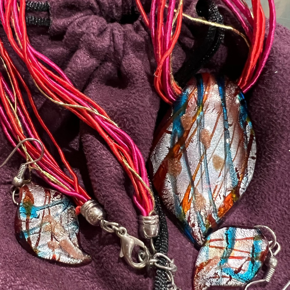 Just in- Murano glass necklace and earrings